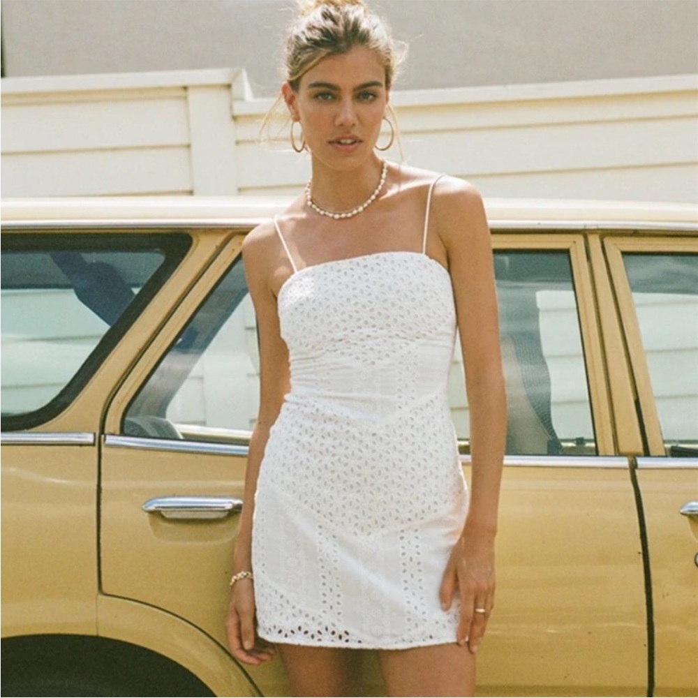 Sabo Skirt Azra 100% Cotton White Eyelet Mini Dress - XS